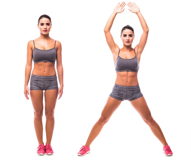 Jumping Jacks exercise to reduce hip and thigh fat